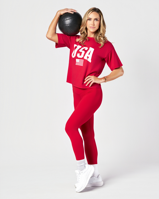 USA Oversized Tee - MAGA Red