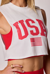 USA Crop Tank - Optic White