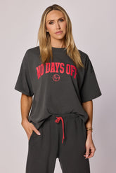 "No Days Off" Oversized Tee - Washed Black