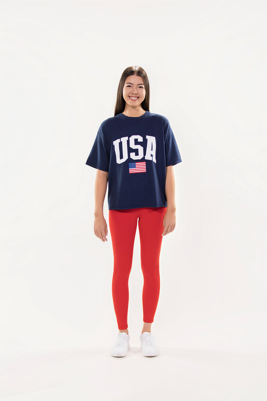 USA Oversized Tee - Navy