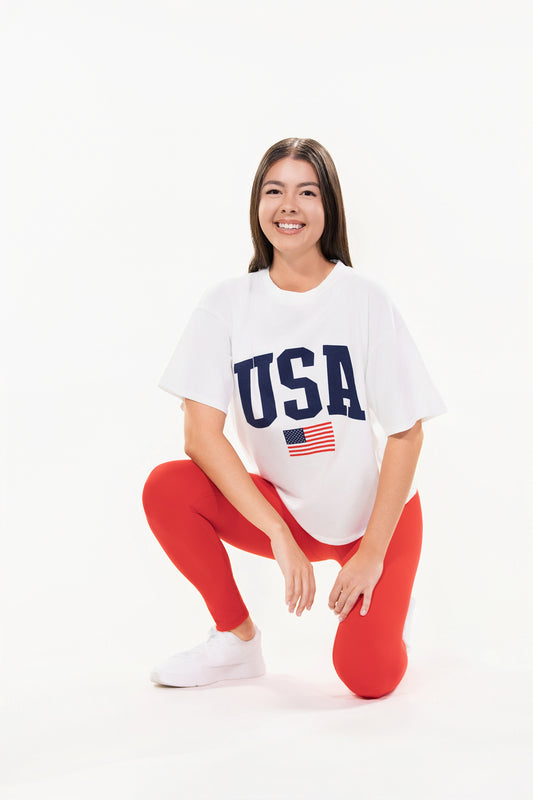 USA Oversized Tee - Optic White