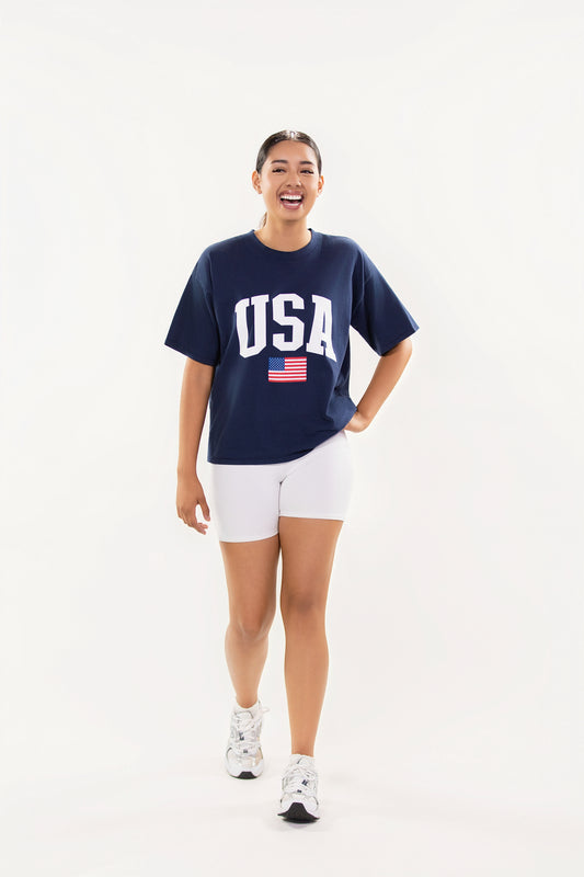 USA Oversized Tee - Navy