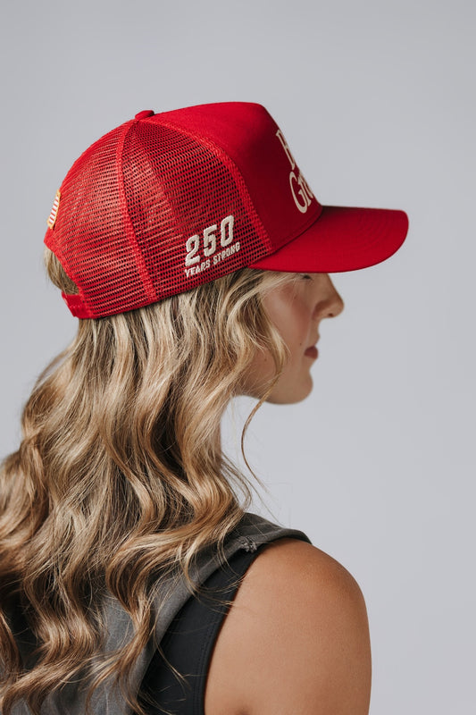 WORK, WIN, REPEAT Trucker Hat - Maga Red
