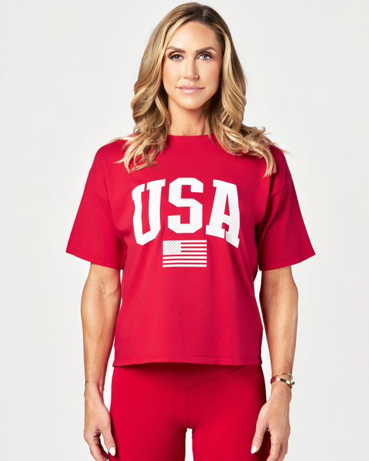 USA Oversized Tee - MAGA Red