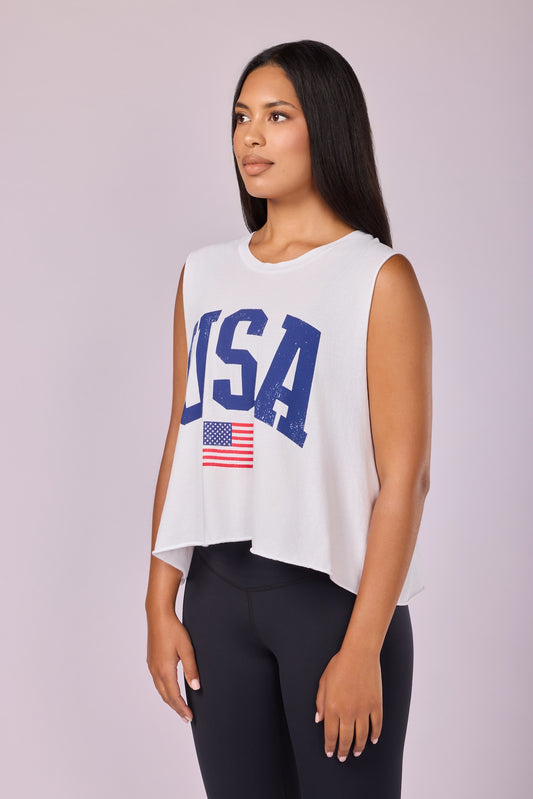 USA Oversized Muscle Tee - Optic White